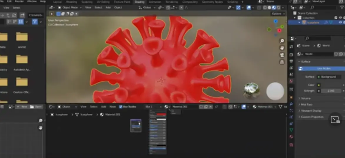 Blender | Animation – draw 3d corona virus