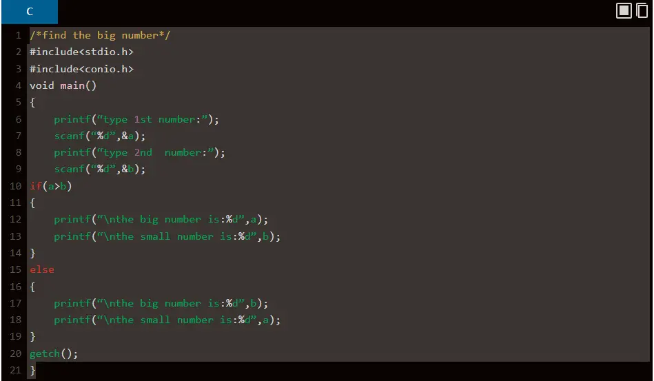 Programing C – Find the Big Number